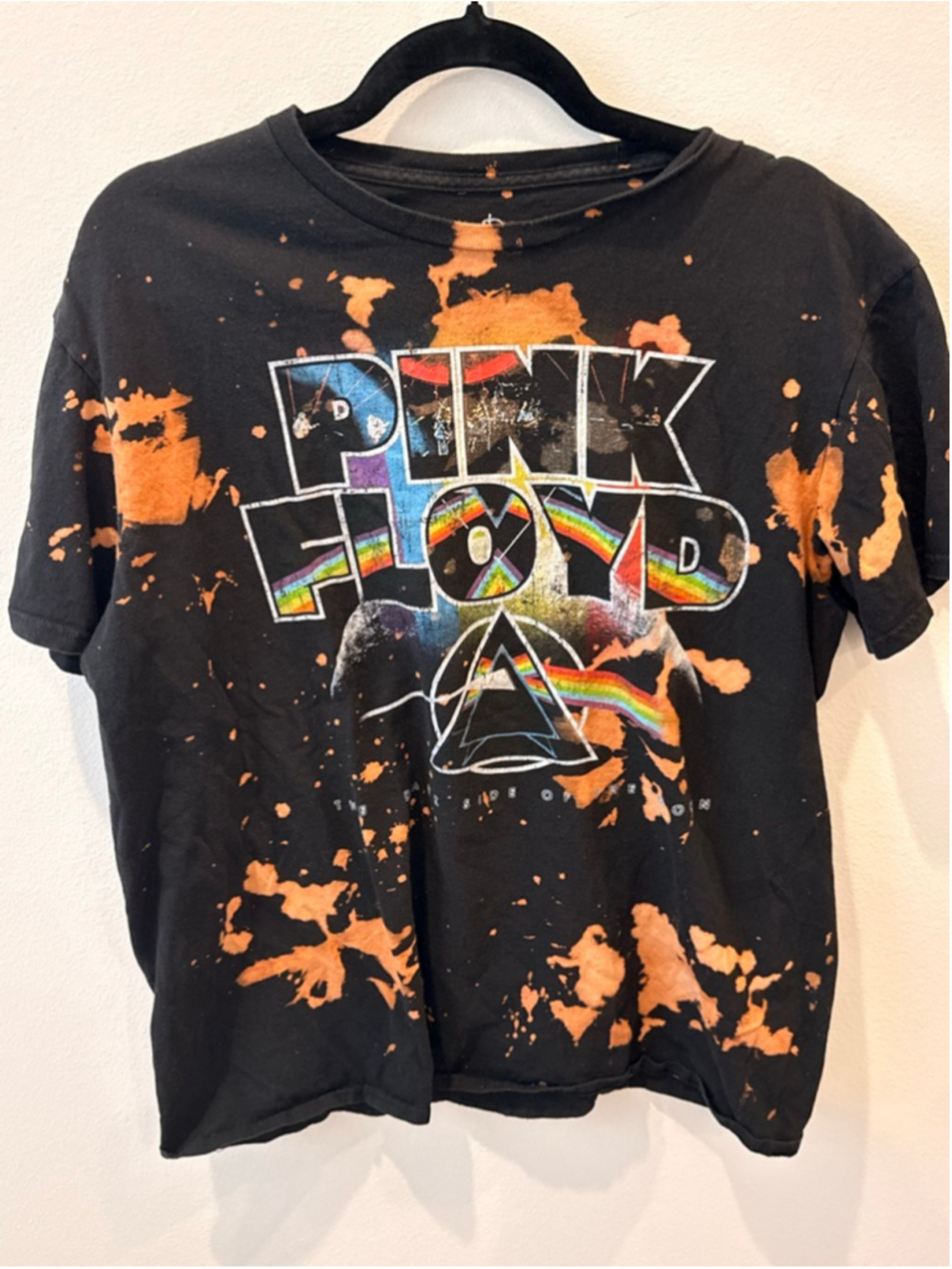 Women's Pink Floyd Bleached Black Short Sleeve Tee L